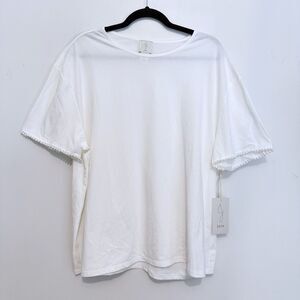 Joie Top Size 1x White Pearl Embellishment T-Shirt Summer Spring Romantic NEW